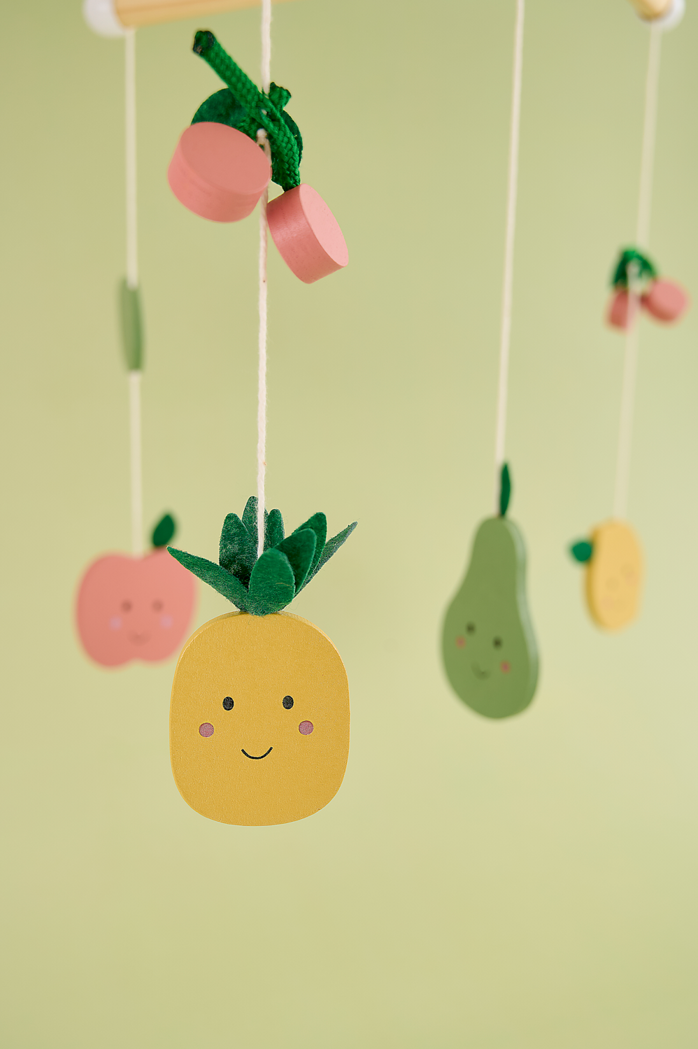 Wooden mobile fruits