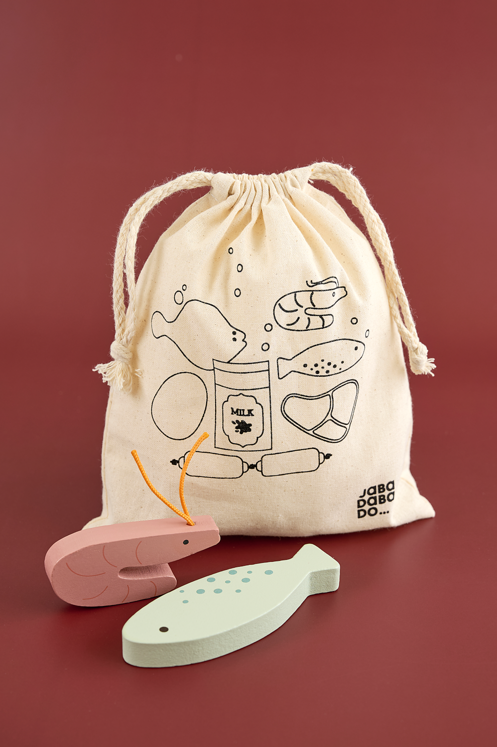 Wooden food in bag